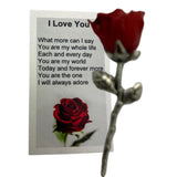 Valentines Day Rose Charm Pocket Token Flower Keepsake With I Love You Card Gift Set