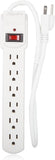6 Outlet Surge Protector Power Strip 4 Pack 300 Joules with On Off Switch for Home Office