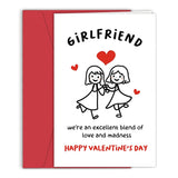Gay Valentines Day Card, Lesbian Valentines Day Card, Happy Valentines Day Card For Girlfriend Her, We'Re An Excellent Blend Of Love And Madness