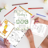 Baby'S First Abc Book & Baby Shower Game – A To Z Coloring Cards With 24 Watercolor Pens, Fun Interactive Activity For Guests, Unique Keepsake Alternative To Guest Book (Sage Theme)
