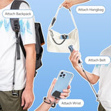 Tether, Anti Theft Spring Phone Strap, 4 X Phone Pacthes & Climbing Hook Universal Fitting For All Smartphones - 2Pcs Black