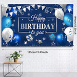 Navy Blue & Silver Happy Birthday Backdrop β 72.8" x 43.3" Banner for Party Decor