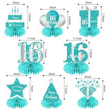 Teal Sweet 16Th Birthday Decorations Honeycomb Centerpieces, 8Pcs Brea