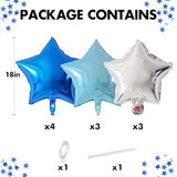 10pcs Blue & Silver Star Foil Balloons β 18" Helium Balloons for Birthday and Party Decor