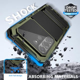 Heavy Duty Metal Phone Case for Samsung Galaxy S26 Ultra Aluminum Silicone Armor Full Body Tough Rugged Military Grade Cover with Stand Screen Protector Dustproof Shockproof for Men Green