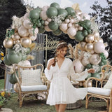 Sage Green Balloon Garland Kit: Sand White & Gold, Baby Shower Decor