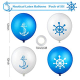 50 Pieces Nautical Print Latex Balloons Set Nautical Party Decorations Balloons And Silver Ribbons For Navigation Themed Birthday Baby Shower Party Favor Supplies