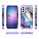 Galaxy S21 FE 5G Case, Three Layer Heavy Duty Shockproof Protection Hard Plastic Bumper + Soft Silicone Rubber Protective Case for Samsung Galaxy S21 FE 5G, Purple