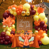 220pcs Fall Balloon Garland Kit Thanksgiving Orange Yellow Burgundy Foil Party Decor