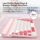 Fbk30 Multi-Device Quietkey Wireless Keyboard, 2.4G And Bluetooth Dual Mode, Up To 4 Devices, Portable With Integrated Stand For Mac Ios Windows Android (Raspberry)
