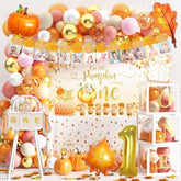 Little Pumpkin 1st Birthday Party Decorations Fall Balloons Garland Arch Kit Banner Tablecloth