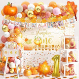 Little Pumpkin 1st Birthday Party Decorations Fall Balloons Garland Arch Kit Banner Tablecloth
