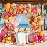149Pcs Pink and Orange Balloon Garland Kit 18 12 10 5Inch