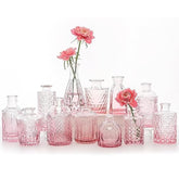 12Pcs Glass Bud Vase Set, Small Flower Vase For Centerpieces, Pink Bud Vases In Bulk, Mini Vintage Vase For Rustic Wedding Decorations
