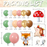 158Pcs Sage Green Pink Gold Woodland Balloon Garland Arch Kit,With Mushroom,Fox,Hedgehog Foil Balloons For Forest Fairy Wild Animal Theme Baby Shower Birthday Spring Garden Tea Party Decorations