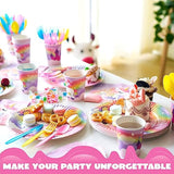 145PCS Unicorn Birthday Party Supplies Set with Banner, Plates, Cups & Cutlery for 24 Guests