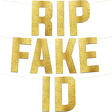 21St Birthday Gold Glitter Banner β Rip Fake Id Party Decorations, Favors And Supplies