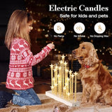 Christmas Swedish Candelabra, Star Flameless Candles With 20 Led Taper Electric Candles, Usb Powered Christmas Window Candle Light For Xmas Decoration Wedding Gift,White