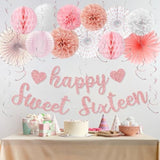 Sweet 16 Birthday Decorations For Girls, Rose Gold 16Th Birthday Party Decor, Happy 16 Year Old Party Supplies