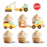 36Pcs Construction Cupcake Toppers, Dump Truck Excavator Tractor Party Cake Toppers?Birthday Baby Shower Party Decorations For Construction Theme