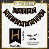 Black and Gold Retirement Party Decorations Kit Banner & Hanging Swirls for Men and Women