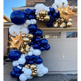 145pcs Navy & Gold Balloon Garland Kit β Royal Blue, White, Crown Balloons for Boys' Parties