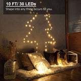 3 Pack Rechargeable String Fairy Lights 10Ft 30 Led, 4 Modes Copper Wire Christmas Starry Lighting, Waterproof Micro Fir
