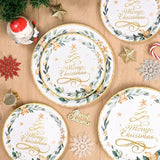 200 Pcs Christmas Paper Plates And Napkins, Christmas Tree Gold Plates And Napkins Disposable, Christmas Dinner Plates And Napkins Serve 50 Guest, Christmas Party Table Decorations