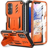 For Samsung Galaxy A14-5G Case: Dual-Layer Protective Textured Shockproof Rugged Tpu Cover With Kickstand | Military Grade Drop Protection | Heavy Duty Cell Phone Protector - Orange