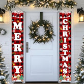 Christmas Decor Door Porch Banner, Merry Christmas Banner, Christmas Decorations For Home, Porch Yard Hanging Sign Xmas Decor Indoor Outdoor (Red White Green)