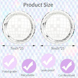 50 Pcs Disco Paper Plates Silver Foil Disposable Plates 70S Disco Party Supplies Bachelorette Plates Disco Ball Dessert Dinner Plates For Birthday 70S Disco Party Wedding(7"",9""), Small