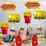 Food Themed Balloons Hamburger Hot Dog French Fries Ketchup Foil Balloon Bbq Party Balloons For Picnic Party Birthday Decorations Supplies 8 Pcs