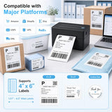 Bluetooth Thermal Shipping Label Printer: 4X6 Wireless Label Maker With Tape For Small Business - Compatible With Iphone, Android, Windows & Mac, Widely Used For Usps Ups Ebay Shopify Etsy