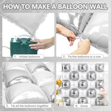 25Pcs Silver and White Foil Balloons Arch Kit Wall Backdrop Party Decorations