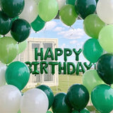 100 Pcs Green Metallic White Balloons Set 12" Confetti Latex for Party Decor