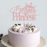 Glitter Pink Birthday Princess Cake Topper Crown Decor for Girl/Adult Parties
