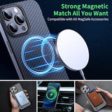 Magnetic Ultra-Thin Frosted Soft Touch Skin Borderless Carbon Fiber Bump Texture For Iphone 15 Pro Frameless Case 6.1" Slim Minimalist Lightweight Matte Hard For Magsafe Cover Case-Black