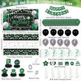 Green And Black Birthday Decorations, Green Party Decorations For Men Boys Women Girls With Balloons Arch Garland Kit Happy Birthday Banner Tablecloth Backdrop Decorations Bady Party Supplies