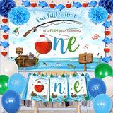 Ofishally One Birthday Decorations Gone Fishing 1St Birthday Party Supplies Our Little Man Is Ofishally Turning One Backdrop Banner Balloons Theme Party Decorations For Baby Boy