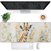 Cute Giraffe Gaming Mouse Pad, 31.5"×11.8" Extended Desktop Mouse Pads For Keyboard Laptop Computer, Large Desk Mat With Stitched Edges For Work Office Desk Decor (Watercolor Giraffe)