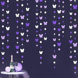 40Ft Lavender Butterfly Garland Purple White Hanging Circle Polka Dot