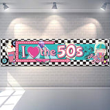 I Love the 50's Banner 1950s Rock & Roll Photo Booth Backdrop for Parties