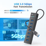 7-Ports Usb Hub, Sanzang Usb 3.0 Hub, Usb Splitter For Laptop, Flash Drive, Hd