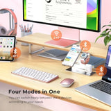 MEETION Wireless Bluetooth Keyboard and Mouse for Mac, Multi Device Quiet Slim Rechargeable Low Profile Apple Layout Magic Keyboard Mouse for iPad, iPhone, iMac, MacBook Air/Pro, for Mac/iPadOS RoseG