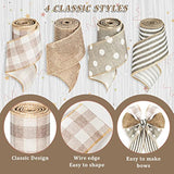 Wired Edge Ribbon 4 Rolls White Polka Dots Plaid Stripe Ribbon Rustic