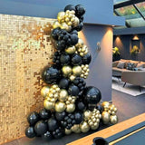 50PCS Black & Gold Confetti Balloons – 12" Party Decor for Birthday, Wedding and More