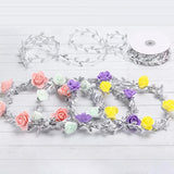 32.8 Yard Silver Leaf Ribbon Fabric Leaf Ribbon Trim Rope For Diy Craf