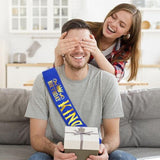 Birthday King Sash, Funny Royal Blue Satin Sash With Gold Foil Lettering Birthday Sashes For Boys Or Men 10Th 13Th 16Th 18Th 21St 30Th 40Th 50Th 60Th Or Any Birthday Party Supplies Gifts Favors.