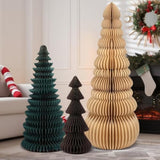 3 Pcs Large Honeycomb Christmas Tree - 4Ft 3Ft 2Ft Paper Christmas Folding 3D Home Decoration Set With Magnetic Design For Winter Holiday Festive Party (Classic,Beige,Green,Brown)