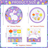Happy Easter Party Supplies 150 Count, Easter Bunny Disposable Tableware Set 9" Paper Plates 7" Dessert Plates and 3 Ply Luncheon Napkins for Hip Hop Easter Party Decorations, Serve 50